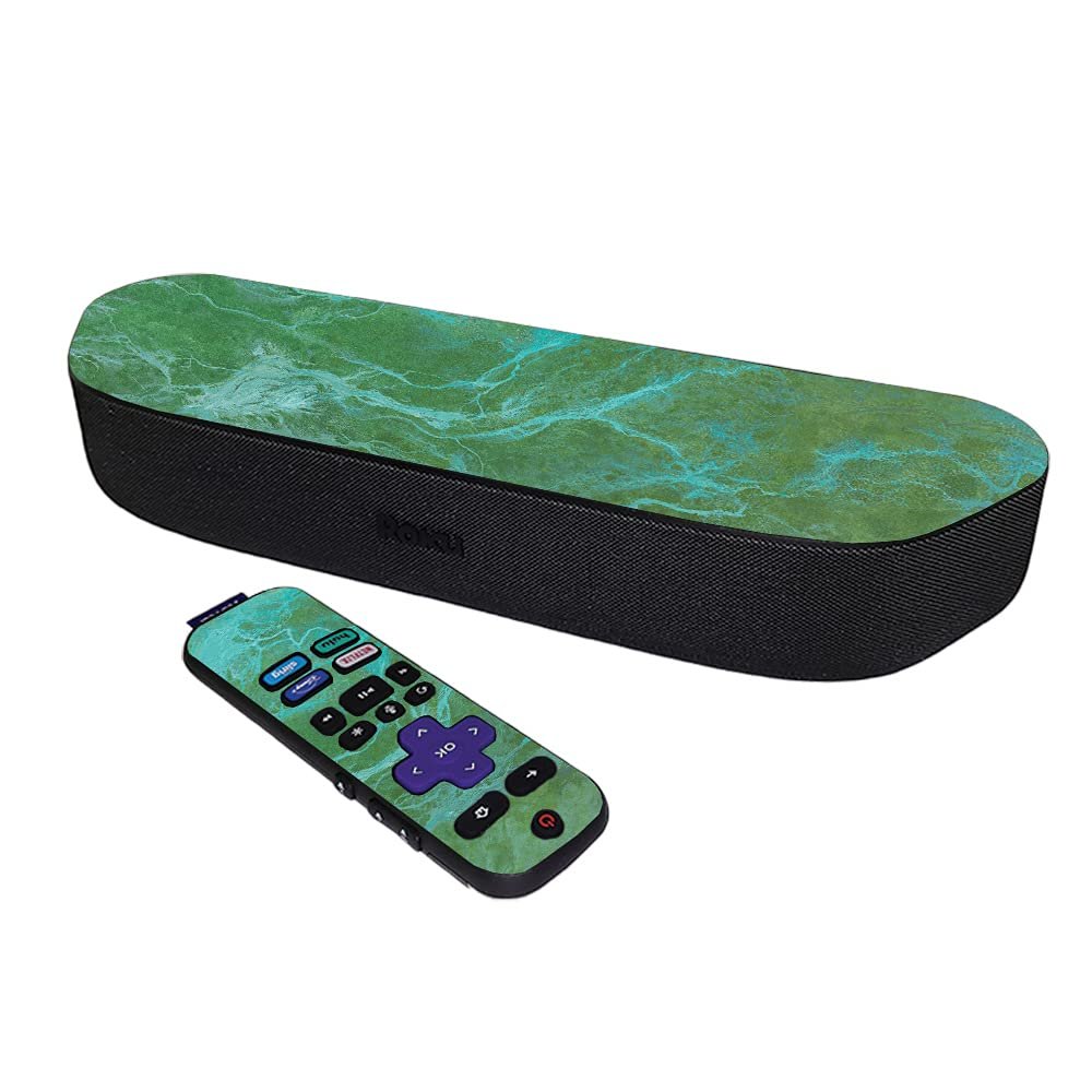 MightySkins Skin Compatible with Roku Streambar Media Player (2020) - Lime Marble | Protective, Durable, and Unique Vinyl Decal wrap Cover | Easy to Apply and Change Styles | Made in The USA