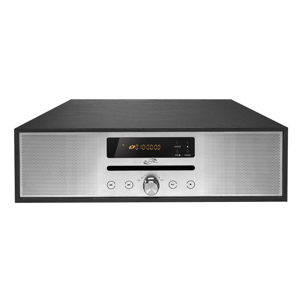 iLive Electronics Bluetooth Home Music System with CD Player, Built in Stereo Speakers, Includes Remote, Black (IHB340B)