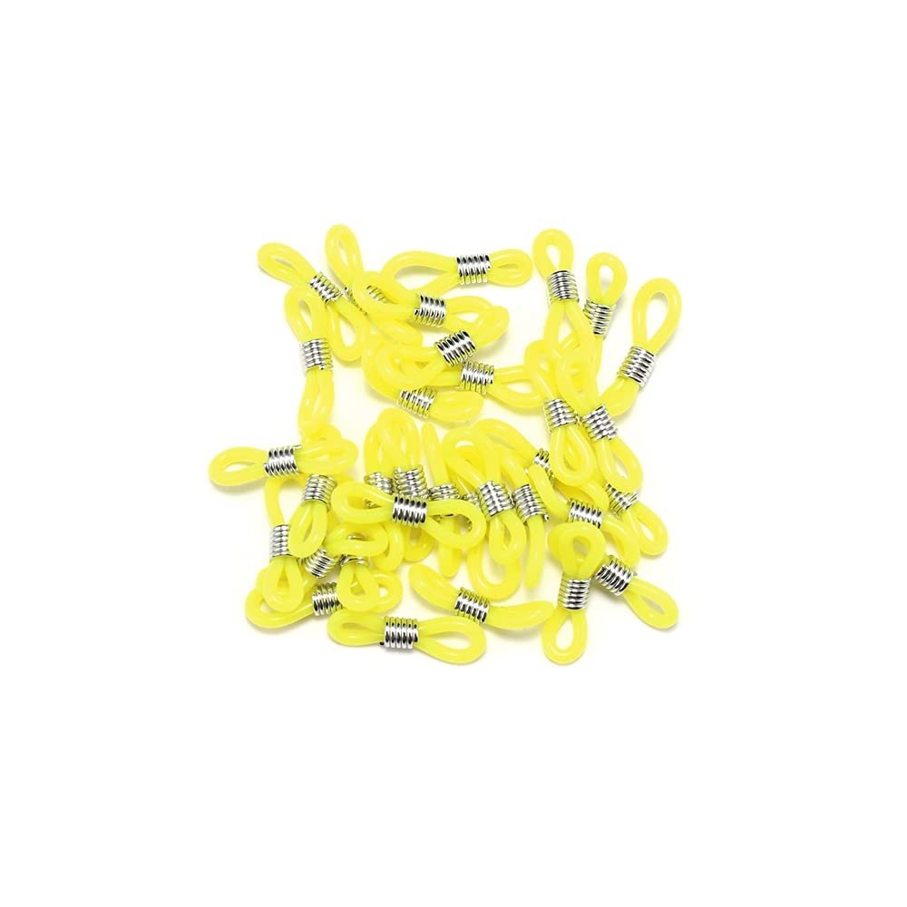 AGCFABS 50pcs Ear Hook Eyeglasses Spectacles Chain Glasses Retainer Ends Rope Cord Holder Strap Retainer End Loop Connector (Yellow)