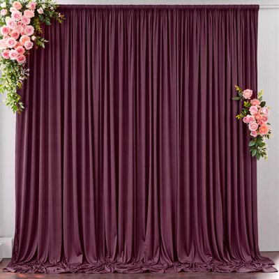 10 ft x 10 ft Wrinkle Free Maroon Backdrop Curtain for Parties, Polyester Burgundy Photo Backdrop Drapes 2 Panels 5x10ft for Baby Shower Wedding Birthday Party Engagement Ceremony Decoration