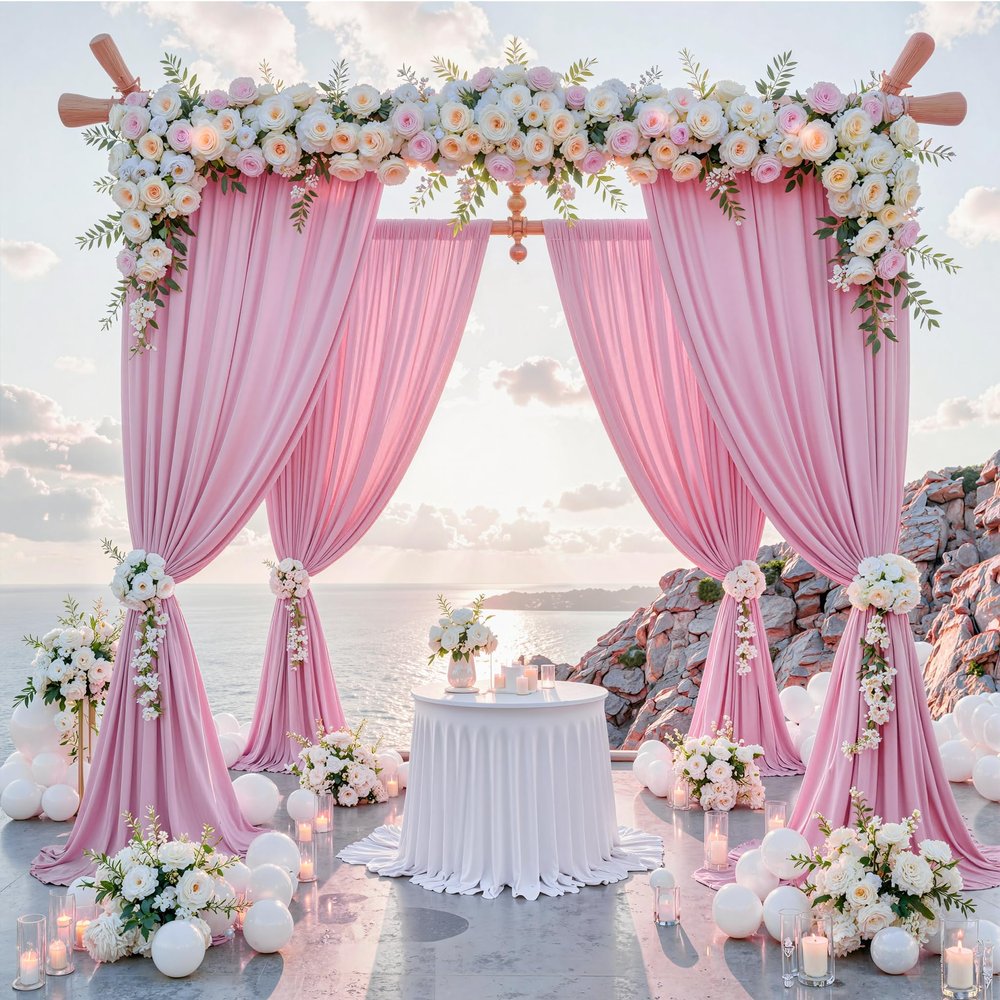 10 ft x 10 ft Pink Backdrop Curtains for Parties, Wrinkle Free Baby Pink Photography Backdrop Drapes for Wedding Grils Birthday Baby Shower Bridal Shower Party