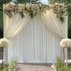 10 ft x 10 ft Wrinkle Free Ivory Backdrop Curtain for Wedding Parties, Polyester Ivory Photo Backdrop Drapes 2 Panels 5x10ft for Baby Shower Photoshoot Engagement Birthday Party Photography Background view 1