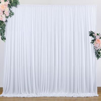 10 ft x 10 ft Wrinkle Free White Backdrop Curtains for Wedding Parties, Polyester Photography Backdrop Drapes for Birthday Parties Stage Backdrop Stand, 2 Panels 5x10FT Background Curtains