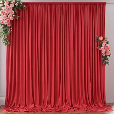 10ft x 10ft Red Backdrop Curtains for Party Wedding Wrinkle Free Red Photo Curtains Backdrop Drapes Fabric Decoration for Birthday Party Baby Shower Christmas 5ft x 10ft 2 Panels
