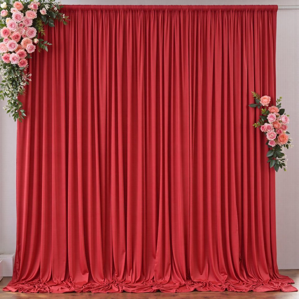 10ft x 10ft Red Backdrop Curtains for Party Wedding Wrinkle Free Red Photo Curtains Backdrop Drapes Fabric Decoration for Birthday Party Baby Shower Christmas 5ft x 10ft 2 Panels