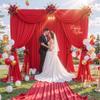 10ft x 10ft Red Backdrop Curtains for Party Wedding Wrinkle Free Red Photo Curtains Backdrop Drapes Fabric Decoration for Birthday Party Baby Shower Christmas 5ft x 10ft 2 Panels view 2
