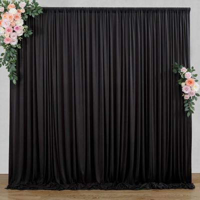 10 ft x 10 ft Wrinkle Free Black Backdrop Curtain for Parties, Polyester Black Photo Backdrop Drapes for Graduation Birthday Wedding Party Stage Curtains, Background Curtains for Stand