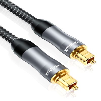 VANAUX Digital Optical Audio Cable,Toslink Cable[PMMA Fiber Optic, Full Metal Casing, Braided Jacket, Gold Plated] for Home Theater, Sound Bar, TV, PS4,Game Consoles(5ft/1.5m)