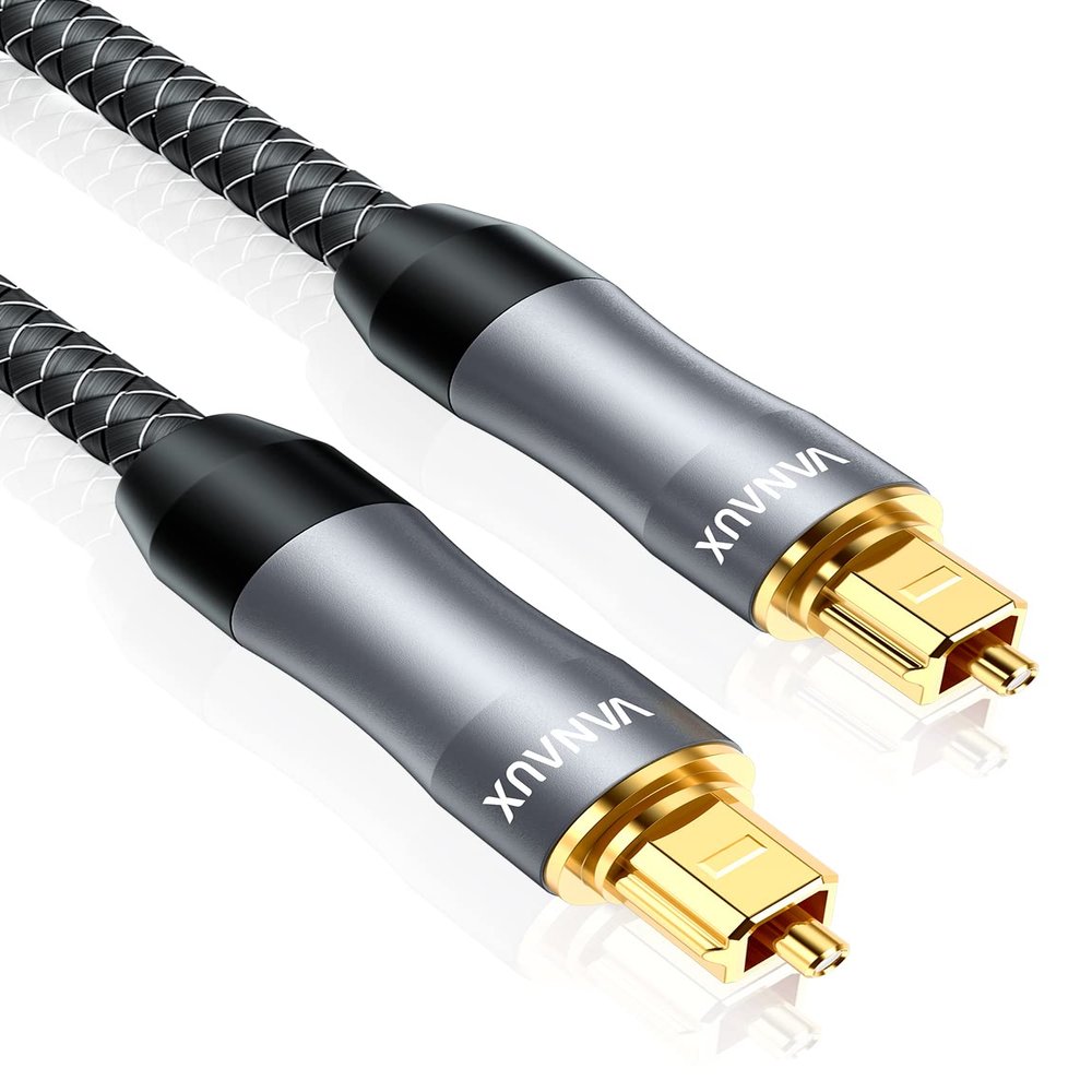 VANAUX Digital Optical Audio Cable,Toslink Cable[PMMA Fiber Optic, Full Metal Casing, Braided Jacket, Gold Plated] for Home Theater, Sound Bar, TV, PS4,Game Consoles(5ft/1.5m)