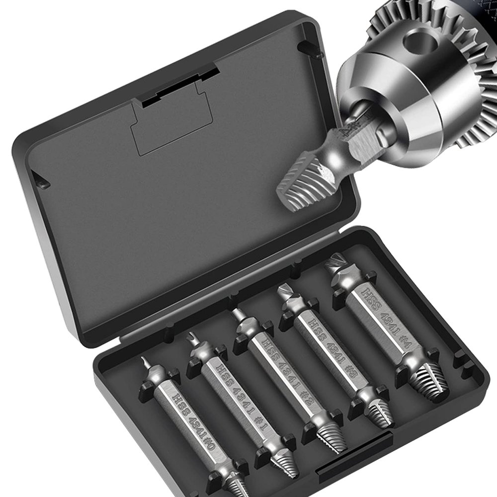 CHENGNAN Damaged Screw Extractor Kit and Stripped Screw Extractor Set. Easy Out Broken Bolt Remover HSS High Speed Steel,A