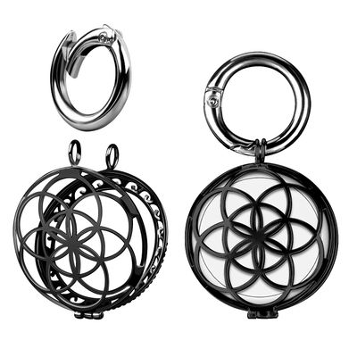 VIIVY VIYIV Metal Case Compatible with Apple AirTag for Women Girls, Hollow-Out Protective Cover Keychain Holder for Air Tag Finder - Black