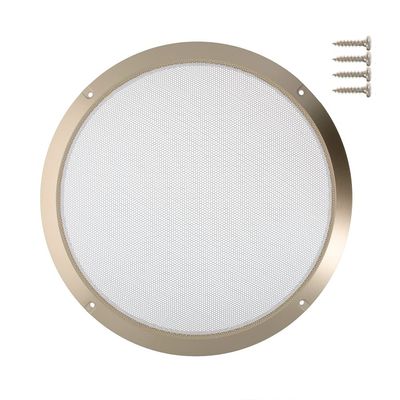 Jutagoss 10" Speaker Grill Golden Decorative Round Speaker Cover White Cold Rolled Steel Mesh Speaker Cover Audio Accessory 1Pcs