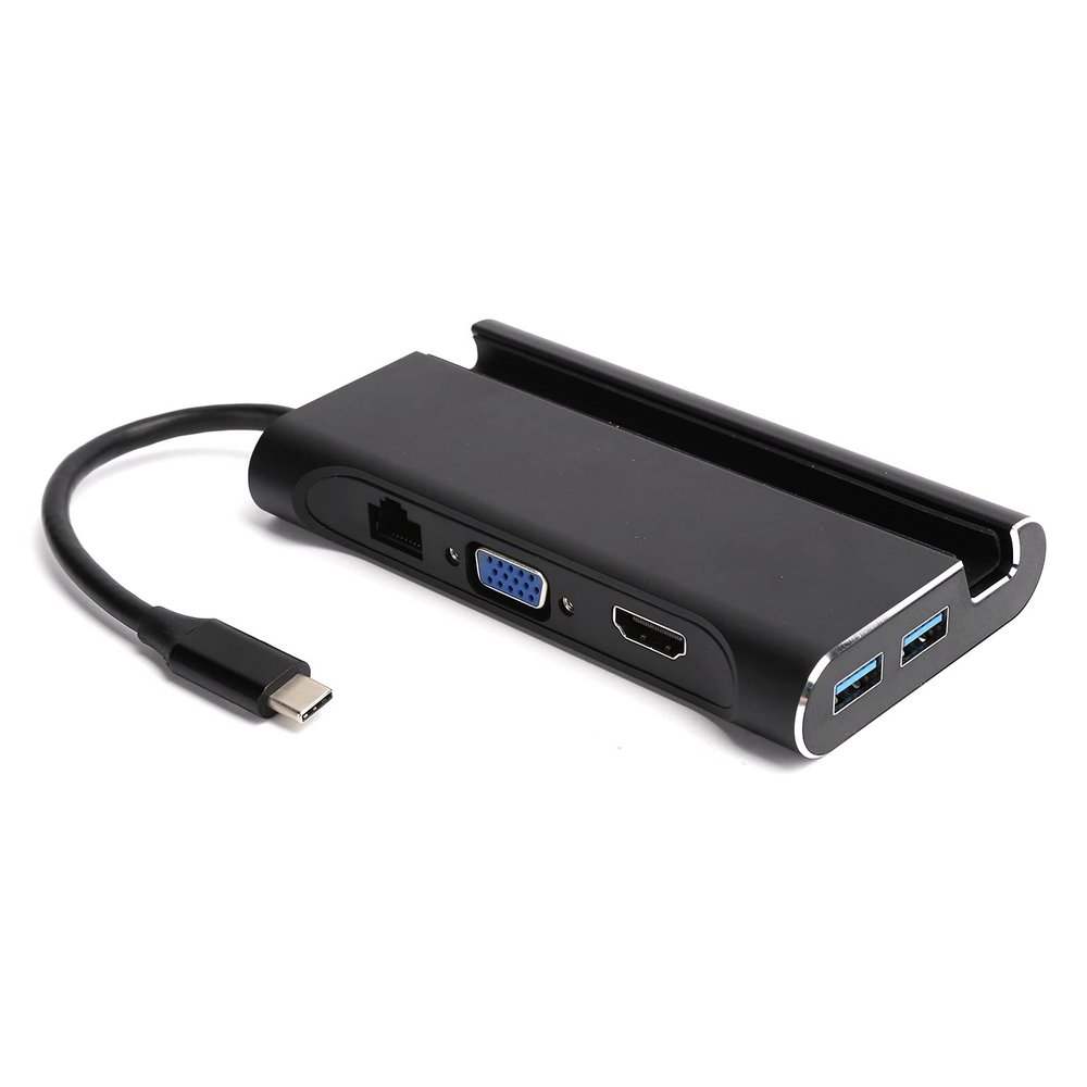 Type C Docking Station Adapter, 7in 1 Multi Function HD Multimedia Interface VGA PD USB Hub, for laptops, Mobile Phones, Tablets and Other Devices with USB 3.0 Type C Interface