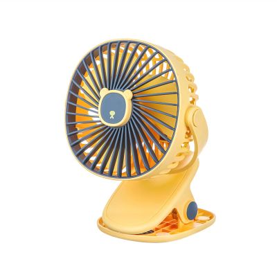 BENHAI Portable USB 3 Speeds Clip on Fan, 720 Rotation Angle Mini Fan Table Fan Quiet Fan USB Fan for for Home Bed Office Outdoor Travel 5.7 x 4.4 x 8 INCH (Color : Yellow)