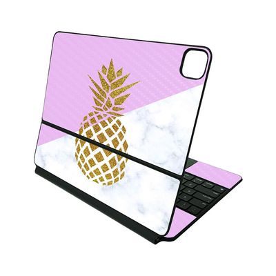 MightySkins Carbon Fiber Skin Compatible with Apple Magic Keyboard for iPad Pro 12.9" (3rd-6th Generation) - Pretty Pineapple | Protective, Durable Textured Carbon Fiber Finish | Made in The USA