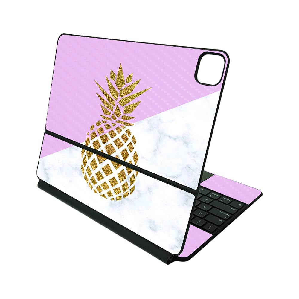 MightySkins Carbon Fiber Skin Compatible with Apple Magic Keyboard for iPad Pro 12.9" (3rd-6th Generation) - Pretty Pineapple | Protective, Durable Textured Carbon Fiber Finish | Made in The USA