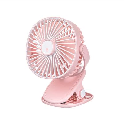 BENHAI Portable USB 3 Speeds Clip on Fan, 720 Rotation Angle Mini Fan Table Fan Quiet Fan USB Fan for for Home Bed Office Outdoor Travel 5.7 x 4.4 x 8 INCH (Color : Pink)