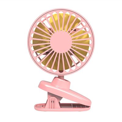 BENHAI Clip on Portable USB 360 Rotation Angle Fan, Mini Fan 3 Speeds Table Fan Quiet Fan USB Fan for for Home Bed Office Outdoor Travel 3.4X1.8X5.3 INCH (Color : Pink)