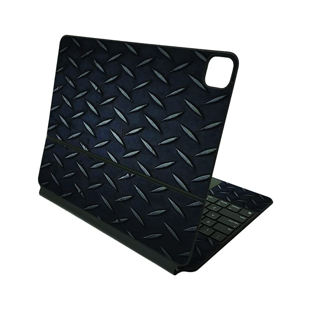 MightySkins Skin Compatible with Apple Magic Keyboard for iPad Pro 12.9" (3rd-6th Generation) - Black Diamond Plate | Protective, Durable, and Unique Vinyl Decal wrap Cover | Made in The USA