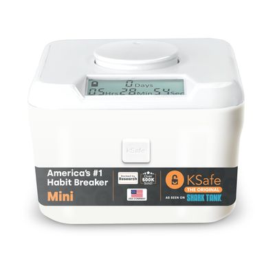 Kitchen Safe Time Lock Safe - Phone Safe Box with Timer, Timed Lock Box for Snacks & Valuables - KSafe Time Locking Container for Improved Self-Control (Mini, White Lid + 3.0 White Base)