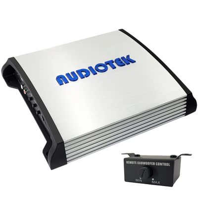 AUDIOTEK AT2400S 2 Channel Stereo Car Amplifier - 2400 Watts, 2 Ohm Stable, LED Indicator, Full Range, Bass Knob Included, Great for Speakers and Subwoofers