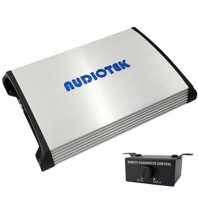 Audiotek AT7000M 1 Channel Monoblock Class D Car Amplifier - 7000 Watts, 1 Ohm Stable, LED Indicator, Bass Knob Included, Mosfet Power Supply, Great for Subwoofers
