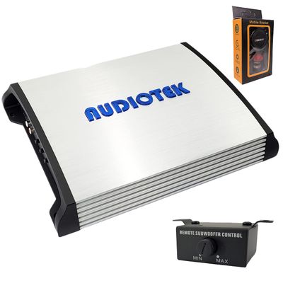 Audiotek AT4000M 1 Channel Monoblock Car Amplifier - 4000 Watts, 2 Ohm Stable, LED Indicator, Bass Knob Included, Mosfet Power Supply, Great for Subwoofers with Phone Holder Bundle