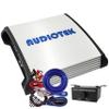 Audiotek AT1600M 1 Channel Monoblock Car Amplifier - 1600 Watts, 2 Ohm Stable, LED Indicator, Bass Knob Included, Mosfet Power Supply, Great for Subwoofers with 4 Ga Amp Kit Blue Bundle view 1