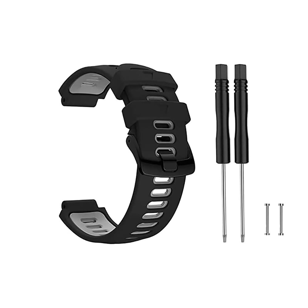 Band Compatible with Garmin Forerunner 735XT/220/230/235/235 Lite/620/630,Soft Silicone Replacement Watch Strap for Garmin Approach S20 S5 S6 Smart Watch,Adjustable Sport WatchBand (black+grey)
