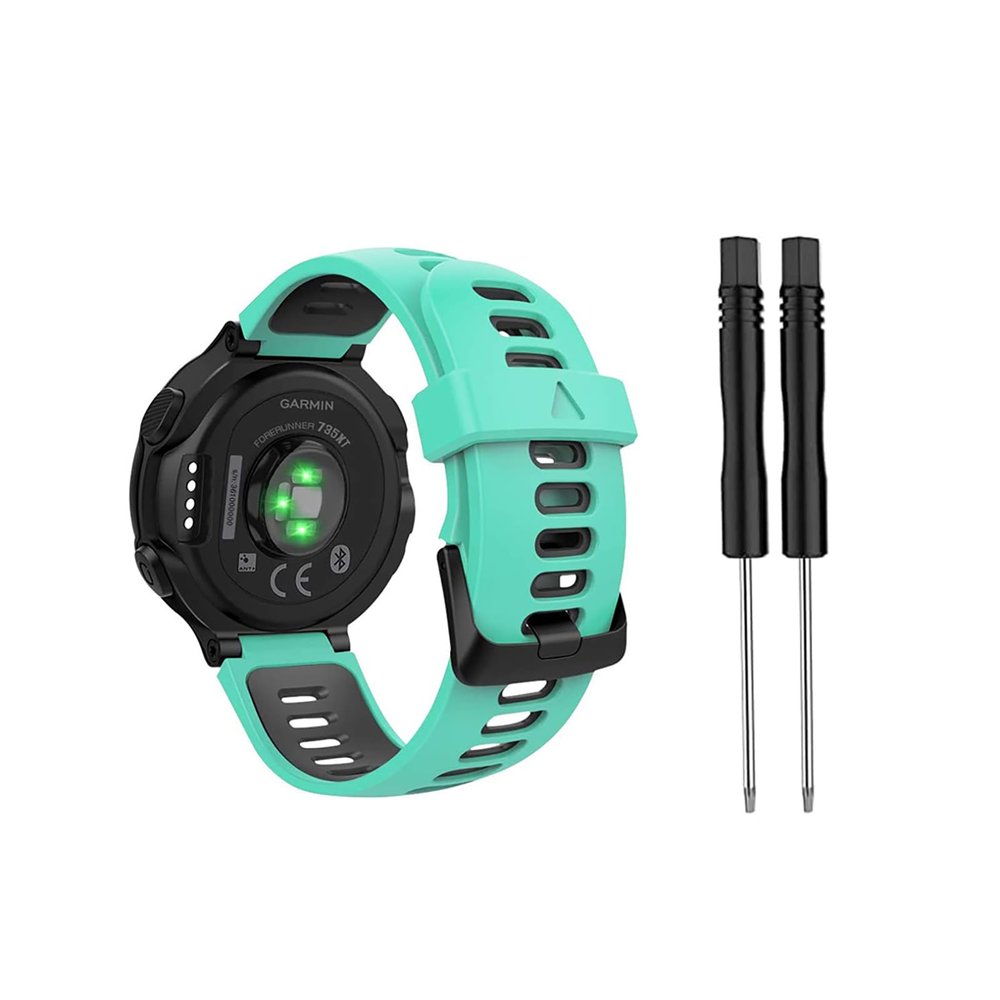 Band Compatible with Garmin Forerunner 735XT/220/230/235/235 Lite/620/630,Soft Silicone Replacement Watch Strap for Garmin Approach S20 S5 S6 Smart Watch,Adjustable Sport WatchBand (tear+black)