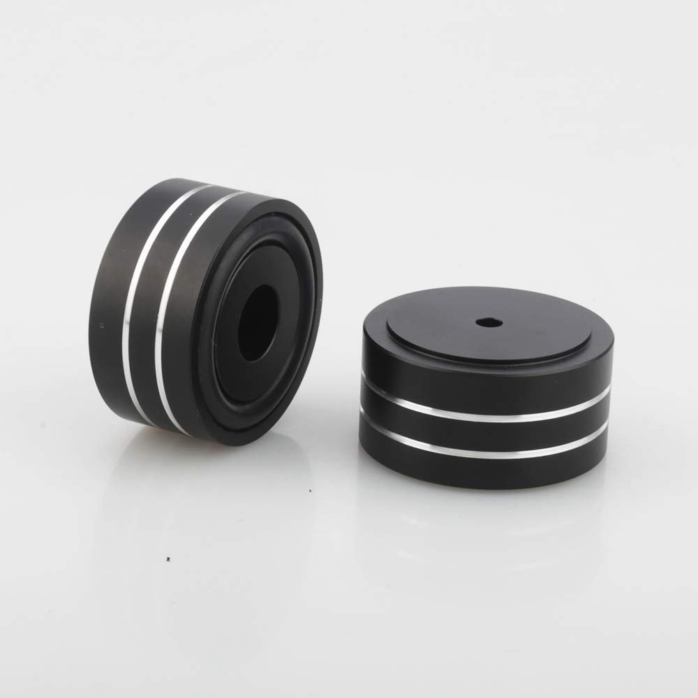 4Pcs HiFi AMP Speaker Aluminum Isolation Feet Pad Use For Turntable DAC Stereo Audio Speakers Amplifier Feet Pads 40x20mm (Color : Black)