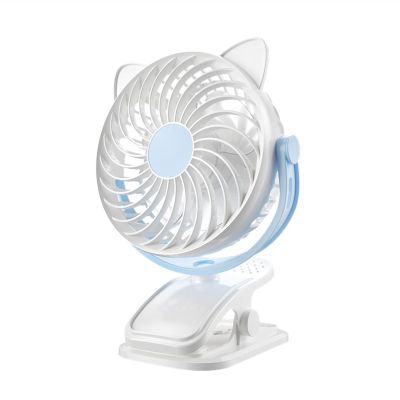 Rechargeable USB Clip on Fan, Portable Mini Desk Fan 360 Rotation Angle Table Fan USB Fan Rechargeable Hanging Fan for for Home Bed Office Outdoor Travel 2.1 X 5.5 X 7 INCH (Color : Blue)