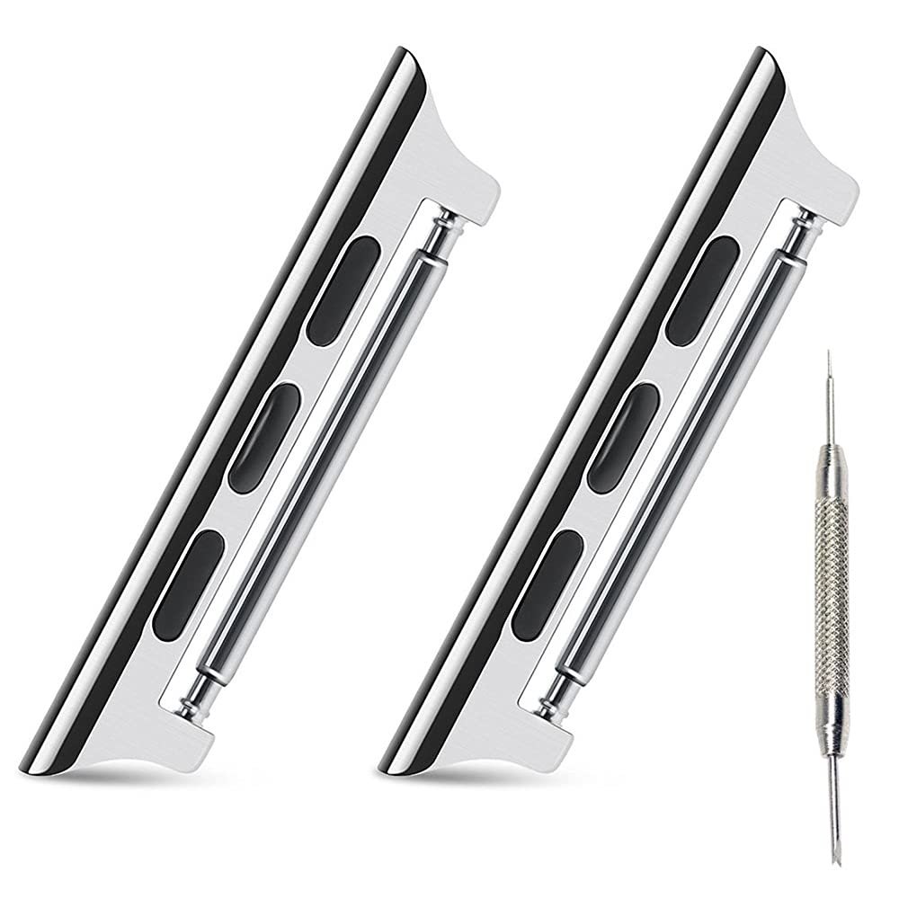 AISPORTS Compatible with Apple Watch Adapter 49mm 45mm 44mm 42mm, Apple Watch Band Connector Link Lug Adapter Metal Connection Clasp with Spring Bar for Apple Watch Ultra/iWatch Series 8/7/6/5/4/3/2/1