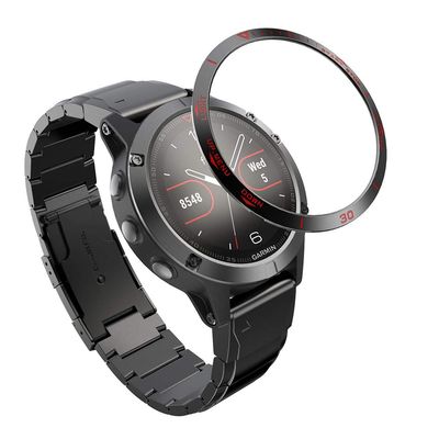AISPORTS Bezel Styling Compatible for Garmin Fenix 5/Fenix 5 Plus Bezel Ring Adhesive Cover Anti Scratch Protection Stainless Steel Metal Bezel Loop Dial Protective Case Cover for Fenix 5/Fenix 5 Plus