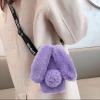 MOIKY for iPhone 12 Mini Rabbit Case, Plush Crossbody Cute Fluffy Bunny Ears Hairball Winter Soft TPU Case for Women Bling Rhinestone Shockproof Silicone Bumper Protection Cover - Purple view 2