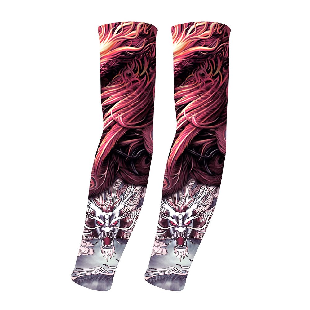 AHXN UV Sun Protection Arm Sleeves for Men & Women-UPF 50+ Sports Compression Cooling Sleeve-Unique TATTOO SLEEVE gift (Phoenix)