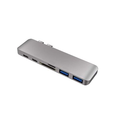 QAZWSXED LESANGBAIHUODIAN USB C Hub 6 in 1 USB Type C Hub Adapter Dongle Compatible Fit for MacBook Pro 13 15 Thunderbolt 3 USB C (Color : Gray)