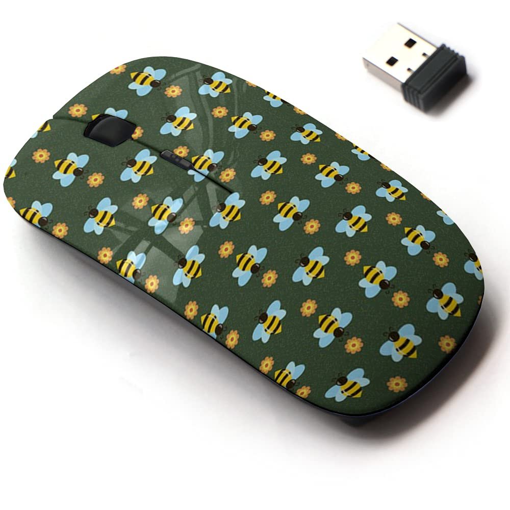 2.4G Wireless Mouse with Cute Pattern Design for All Laptops and Desktops with Nano Receiver - Bees
