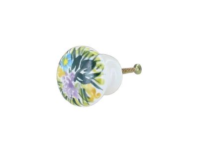 Blue Rose Polish Pottery - Red Summer Garden Drawer Pull - 1.25" Long - Ceramic Cabinet Knob, Decorative Hardware for Dressers, Cabinets & Furniture