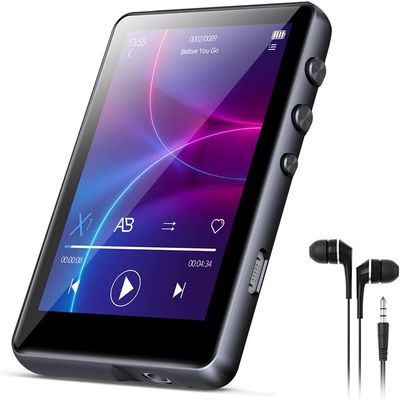 64GB Mp3 Player with Bluetooth, Full Touch 2.4 Screen MP3 and MP4 Player Built-in HD Speaker, FM Radio, Voice Recorder, Mini Design Sports Music Player Support Expansion (128GB) Black