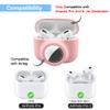 2 in 1 Protective Case Compatible with Apple Airpods Pro 2nd/1st Generation & Airtag Case Combo, Soft Silicone Protective Cover for Women Men with 2 PCS Screen Protector, Shock-Proof(Pink) view 2