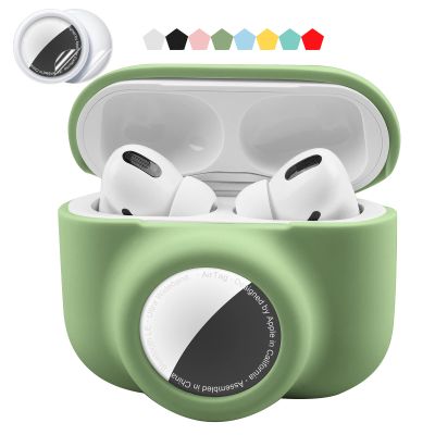 2 in 1 Protective Case Compatible with Apple Airpods Pro 2nd/1st Generation & Airtag Case Combo, Soft Silicone Protective Cover with 2 PCS Screen Protector, Shock-Proof Anti-Scratch(Emerald Green)