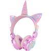 KORABA Kids Wireless Headphones for Girls Children Teens, LED Light Up Bluetooth Unicorn Headphones with Microphone for School/Xmas/Online Study/Unicorn Gifts (Pink Wireless) view 1