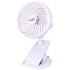 Mini silent clip-on fan rechargeable silent 4- blade stroller fan portable air-cooled 3 -speed desktop USB fan with USB output white view 1