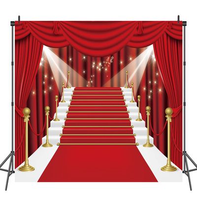 INRUI Red Curtain Stage Photography Background Red Carpet Film Stars Celebrity Party Banner Backdrop (8x6FT)