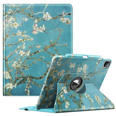 Fintie Rotating Case for iPad Pro 12.9-inch 6th Generation 2022-360 Degree Swiveling Protective Cover with Pencil Holder, Auto Sleep/Wake, Also Fit iPad Pro 12.9" 5th/4th/3rd Gen, Blossom