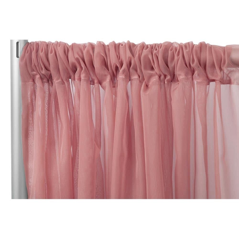 CVL 1 Pc, Sheer Voile Flame Retardant (Fr) 10Ft H x 118" W Drape/Backdrop Curtain Panel - Dusty Rose/Mauve for Wedding, Birthday, Shower, Tradeshow, or Event