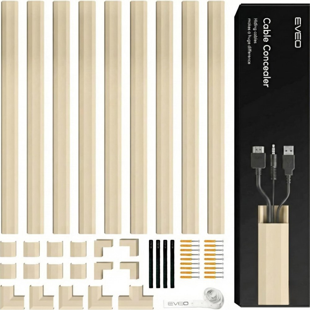 Cord Covers for Wires on Wall - 150in Cable Management Cable Hider - Cord Hiders for TV On Wall - Paintable Cable Concealer - Wire Covers for Cords - 10X (L16 x W0.95 x H0.5) - Medium | Beige
