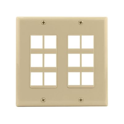 12-Port Double-Gang Wall Plate (Ivory)