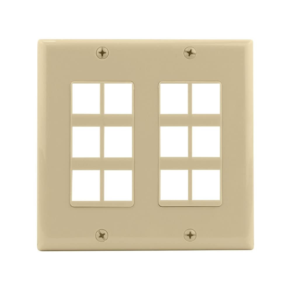 12-Port Double-Gang Wall Plate (Ivory)